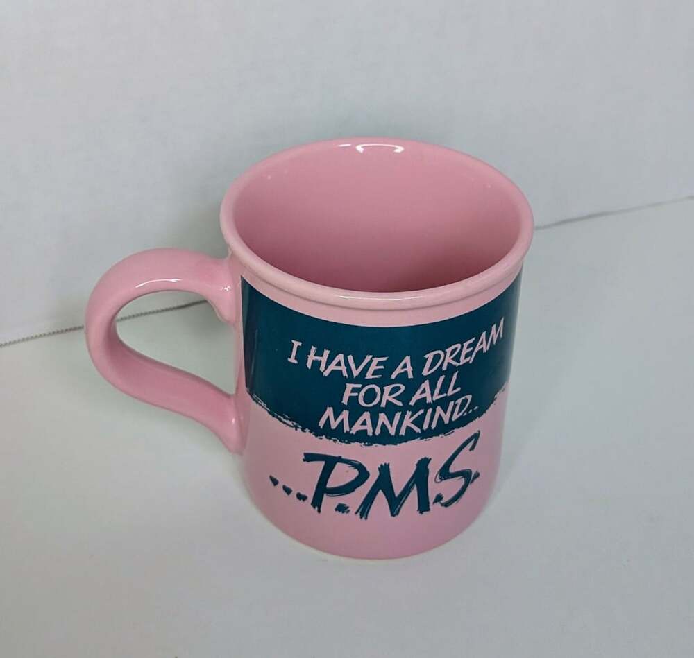 Carlton Cards Vintage PMS Coffee Mug Pink Stoneware Novelty Humorous Cup